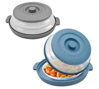 2Pcs Couvercle pour Micro Onde avec Plateau, 2 en 1 Pliable Cloche Micro Onde Alimentaire Prévention Eclaboussures, Passoire