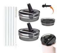 2pcs Couvercle Stanley Cup Etanche, Réutilisables Remplacement pour Gobelets 40oz Pour Accessoires Stanley Cup, Gourde Stanley, Couvercle Canette Avec (Black+Black)