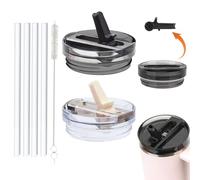 2pcs Couvercle Stanley Cup Etanche, Réutilisables Remplacement pour Gobelets 40oz Pour Accessoires Stanley Cup, Gourde Stanley, Couvercle Canette Avec (Black+White)