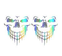 2pcs Crâne Autocollants de Voiture, Halloween Tête De Mort Crâne Stickers Réfléchissants Autocollants de Voiture en Vinyle pour Autocollants Corps Camion Hayon Fenêtre Porte, Coloré 40x36cm