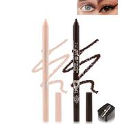 2Pcs Crayon Gel Yeux Nude Marron, Eye Liner Pen Creamy Mat, Eyeliners Effet Tatouage avec Taille-Crayon, Waterproof et Longue Tenue, Anti-Salissures, Hypoallergen Makeup für Empfindliche Augen-03+06