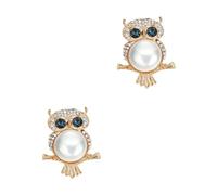 2pcs Creative Owl Shaped Clothes Decoration Lovely Colorful Oil Droped Breastpin Alloy Brooch Gold