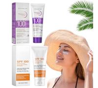 2PCS Creme Solaire Indice SPF 100, Crème solaire pour le visage et le corps SPF100, Exture Légère Non Grasse, imperméable et apaisante, Convient à Tous Les Types de Peau