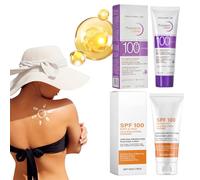 2PCS Creme Solaire SPF 100, Creme Solaire Indice 100, Crème Solaire Pour Visage Et Corps, Protection Contre Les UVA ET UVB, Résistant à l'Eau, Absorption Rapide - Non Grasse (80ml+50ml)