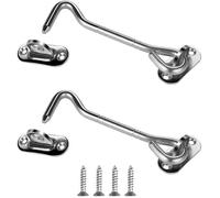 2pcs Crochet Cabine Crochet Fermeture Porte Verrous et Boulons pour Serrures Porte Loquet Portail - 101mm Acier INOX Argent
