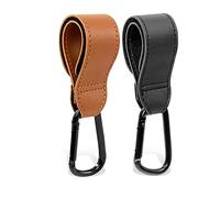 2PCS Crochets Poussette, Cuir Crochet de Poussette Bébé Avec Adhésif Magique, Universel Clips Mousqueton Pour Accrocher Sac à Provisions/Sac à Langer, Universel Crochet Sur Landau/Fauteuil Roulant