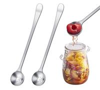 2Pcs Cuillère à Cerises en Acier Inoxydable,Petite Cuillère,Cuillères à Olives avec Trou de Drainage pour Olives Cornichons Oignons,Outils de Service pour Olive