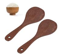2pcs cuillère à riz en bois, cuillères de service de riz spatule à riz japonaise pagaie de riz cuisine pelle à riz en bois pour cuisine riz purée de pommes de terre(01)