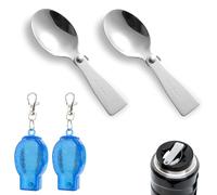 2pcs Cuillère Pliante pour Thermos Funtainer Pot Alimentaire 10oz, Cuillère Pliable Remplacement avec Boîte Métal Compatible avec Thermos pour le Camping en Plein Air Pique Nique