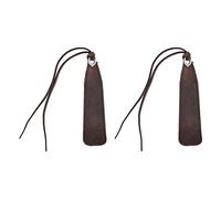 2pcs cuir signet rétro joli livre marque page clip set kit avec gland enfants étudiant (Brun)