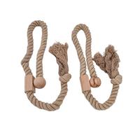 2PCS Curtain Tieback, Cotton Curtain Holdback Rope with Cord, Soft Cotton and Beech Material, to Use Curtain Rope for Living Room, Bedroom, Cafe, No Need to Drill Holes (Dark)