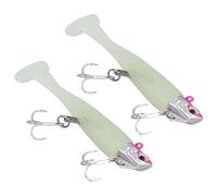 2pcs Cutter Cutter Heads Fishing Double Crochet T Tail T Tail Soft Soft Lure Bait Rose LUMINENT 73G pour Le pêcheur