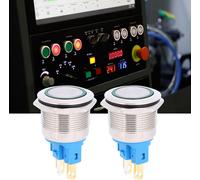 2Pcs DC3-6V 22mm Ring Self Locking 6 Pin Push Button Switch Replacement Accessory(Green )