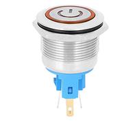 2PCS DC3 a 6V 22 mm 6 Pin Botón Interruptor de botón Interruptor de reinicio de acero inoxidable con signo IP65 para una mejor seguridad y estabilidad roja (Naranja)
