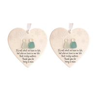 2pcs décor d'amitié en Verre de mer en Forme de Coeur, amitié Intemporel Keepsake pour Les Ornements Suspendus d'arbre de Noël, décoration d'art en Verre de mer pour Les Meilleurs Amis