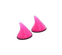 2pcs Décoration de Casque de Moto Corne de Diable en Caoutchouc avec ventouses Voiture électrique Casque intégral Off Road Bicyclette électrique Accessoires pour Casque de Voiture (Rose Red)