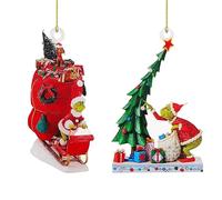 2PCS Décoration pour Pendentifs de Noël,Décoration de Noël Personnalisée,Acrylique Deco Sapin de Noël,Décoration Arbre de Noël,pour Arbres de Noël/Jardins/Cours (Rouge-B)