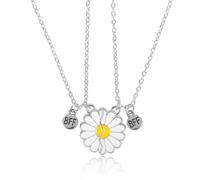 2pcs Demi-Assorti Collier Marguerite, Mignon Collier d'Amitié Argent