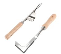 2pcs Désherbeur Manuel,Outil de Désherbage en Acier Inoxydable,Weeder de Jardin,Fourche de Jardinage,Désherbeur à Racines,avec Manche Ergonomique en Bois Naturel,pour Désherber Votre Jardin,Creuser
