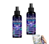 2pcs Diamond Painting Sealer Spray 100ml,Diamond Art Sealer Painting Spray,Quick Dry Gloss Finish Sealant,Clear Protective Coating to Secure Drills,Permanent Lock & Shine,For Paintings Puzzles DIY