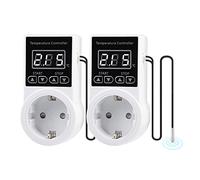2pcs Digital Thermostat Plug - Contrôleur de température avec sonde de chauffage de thermostat numérique avec écran LCD pour reptiles, incubateur, serre, aquaculture