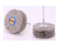 2PCS Disque de Tête Polissage de Fil Abrasif Nylon Grit 600# pour Meubles Travail du Bois Gravure Racine Relief Deburring avec Poignée 6mm Brosse à Fleurs de fil Accessoires Broyage roue de Polissage