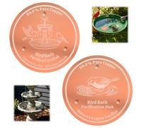 2Pcs Disques Purificateurs en Cuivre pour Bain D'oiseaux Entretien de l’eau | Disque Purificatrices en Cuivre Pur 99,9%, Support à 3 Points, Eau Propre, Plaque Nettoyant pour Bains D'oiseaux et Fontaines