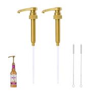 2PCS Distributeur de Sirop en Général, Distributeur de Sirop pour Café, Convient pour Le Domicile, Les Cafés, Les Restaurants (Or), 750ml 1L de Liquide en Bouteille ，Inclut Outils de Nettoyage.