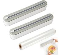 2pcs Distributeur Film Alimentaire,Derouleur Film Alimentaire Magnétique,sans Perçage,Dérouleur Rangement Papier Alu et Film Alimentaire avec Coupe,Convient aux Rouleaux Ø30cm pour Cuisine à Domicile