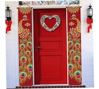 2pcs Diwali Decorations for Home 71x12 pouces Peacock Diwali Porch Banner pour mur suspendu à la maison