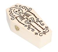 2pcs DIY Boîte de Cercueil en Bois inachevé Artisanat décoratif de Style Gothique pour la fête d'halloween Petit Animal de Compagnie Composite Bois 17.7x9.5x4.9cm (Squelette de crâne)