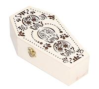 2pcs DIY Boîte de Cercueil en Bois inachevé Artisanat décoratif de Style Gothique pour la fête d'halloween Petit Animal de Compagnie Composite Bois 17.7x9.5x4.9cm (Crâne)