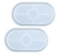 2Pcs DIY Plateau Moules En Résine, Outils De Fabrication De Bijoux Artisanaux Plaque Ovale Plat Moules De Coulée Moulage Époxy Moule En Silicone Bijoux Bibelot Perle Support De Plateau Moule