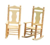 2Pcs Doll House Chair Rocking Dollhouse Furniture Dollhouse Accessoires Rocking Chaises Chair Rocking Doll House Decoration Chair Ornement Wooden Miniature Rocking-Chair KONTONTY