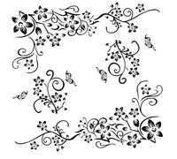 2pcs d'ornements muraux noirs pour la décoration murale, fleurs vrille papillons plantes vigne stickers muraux autocollants collants peintures murales pour salon chambre antichambre couloir fenêtre