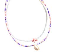 2pcs Double Brins Les Étoiles De Mer Et Le Collier Pendentif À Perles De Coquille Parfait Pour Vacances La Plage Et Rassemblements Décontractés Main Bijoux Faits Main