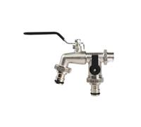 2PCS Double Head Water Faucet Garden Irrigation Watering Valve Switch Washing Machine Accessory Thread Alloy Sink Tap Pour Jardin(Black)