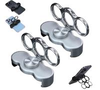 2pcs Double-Ring Three-Finger Back Clip Holder,Multipurpose 360° Rotation Foldable Magnetic Phone Grip Stand,Back Clip Mount Mobile Support,Elastic Fit for Most Phones,for Car Office Desk(Silver)