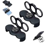 2pcs Double-Ring Three-Finger Back Clip Holder,Multipurpose 360° Rotation Foldable Magnetic Phone Grip Stand,Back Clip Mount Mobile Support,Elastic Fit for Most Phones,for Car Office Desk(Black)