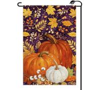 2Pcs Drapeaux Citrouille Automne Thanksgiving Feuilles D'Érable Violettes