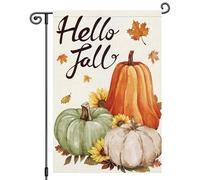 2Pcs Drapeaux De Jardin Bonjour L'Automne ! Citrouilles, | 30X45Cm Drapeau De Cour Suspendre Double Face Drapeaux Pour Extérieure Intérieure