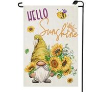 2Pcs Drapeaux De Jardin Bonjour Soleil Abeilles Gnome