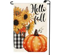 2Pcs Drapeaux De Jardin Citrouille Bonjour Automne