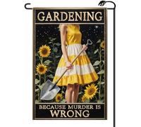 2Pcs Drapeaux De Jardin Drôle De « Jardinage Parce Que Le Meurtre Est Mal »