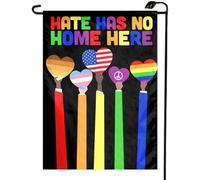 2Pcs Drapeaux De Jardin Ici, La Haine N'A Pas Sa Place. Fierté Cœur Rainbow
