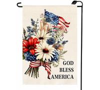 2Pcs Drapeaux De Jardin Que Dieu Bénisse L'Amérique Fleur Drapeau