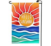 2Pcs Drapeaux De Jardin Soleil Et Mer Bonjour Soleil Été Bienvenue Drapeau