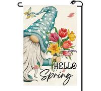 2Pcs Drapeaux Gnome Bonjour Printemps Été Saison Papillon Fleur Drapeau