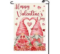 2Pcs Drapeaux Gnomes Avec Des Roses En Forme De Cœur Pour La Saint-Valentin