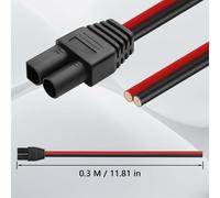 2pcs ec5 Plug Power Tail Cable 12awg ec5 Male to Bare Open Power Repair Cable with Waterproof Cap for Car Battery (11.81"") (Male-0.3m)